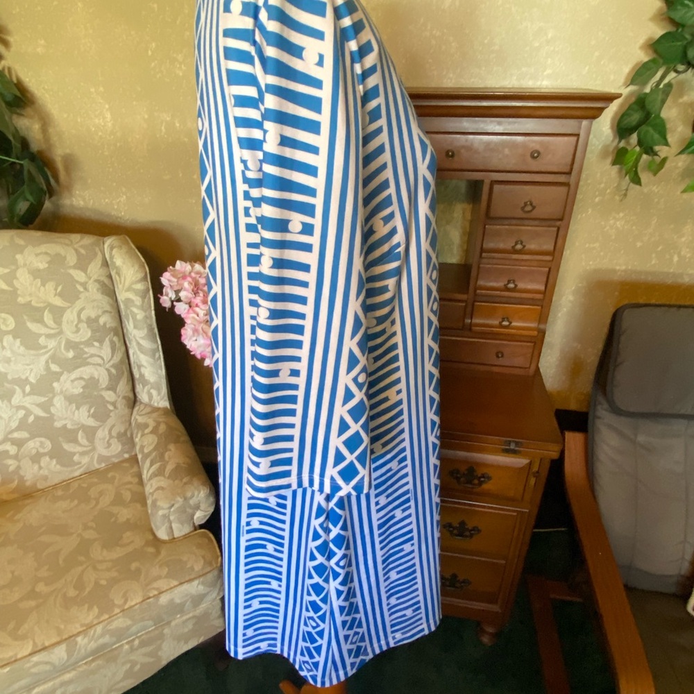 Blue & White Geometric Pattern Pullover Dress (Co… - image 5